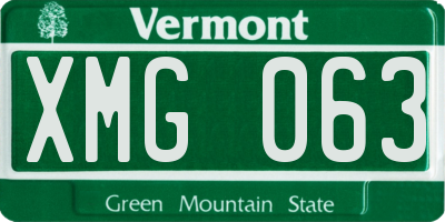 VT license plate XMG063