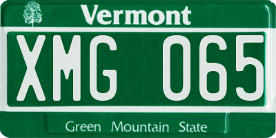 VT license plate XMG065