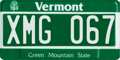 VT license plate XMG067