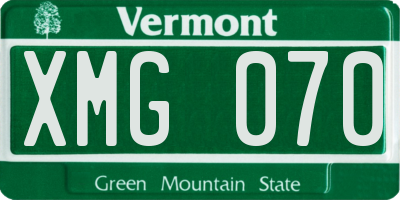 VT license plate XMG070