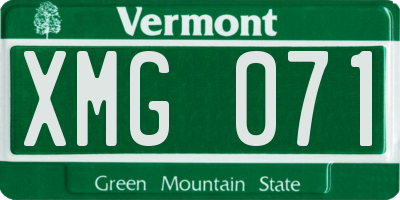VT license plate XMG071