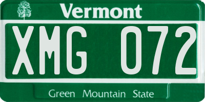 VT license plate XMG072