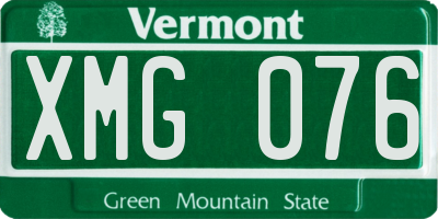 VT license plate XMG076
