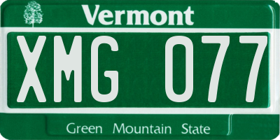VT license plate XMG077