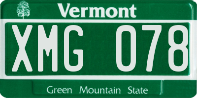 VT license plate XMG078