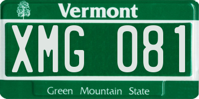 VT license plate XMG081