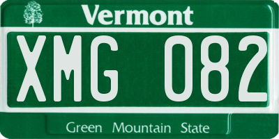VT license plate XMG082