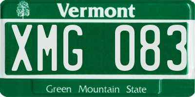 VT license plate XMG083