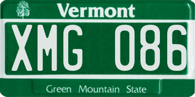 VT license plate XMG086