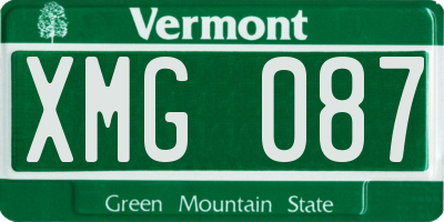 VT license plate XMG087