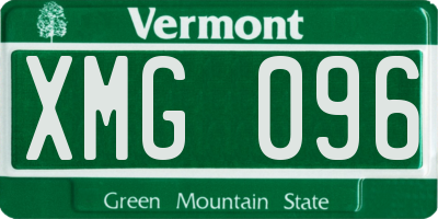 VT license plate XMG096