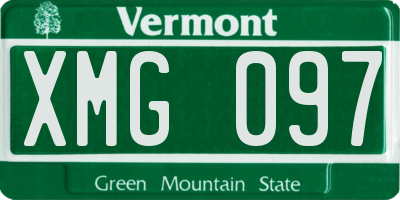 VT license plate XMG097