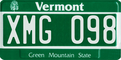 VT license plate XMG098