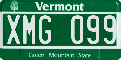 VT license plate XMG099