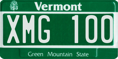 VT license plate XMG100