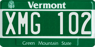 VT license plate XMG102