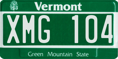 VT license plate XMG104