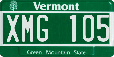 VT license plate XMG105