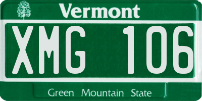 VT license plate XMG106