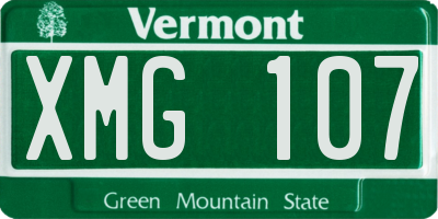 VT license plate XMG107