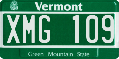 VT license plate XMG109