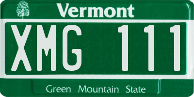 VT license plate XMG111