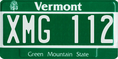 VT license plate XMG112