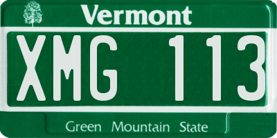 VT license plate XMG113