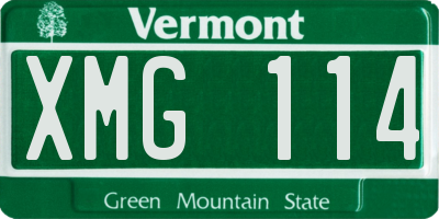 VT license plate XMG114