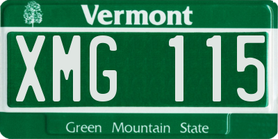 VT license plate XMG115