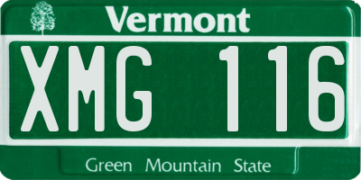 VT license plate XMG116