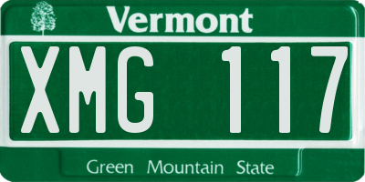 VT license plate XMG117