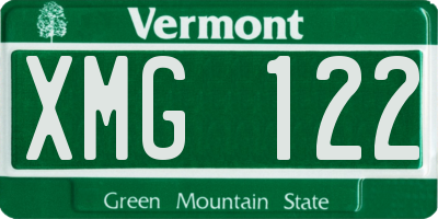 VT license plate XMG122