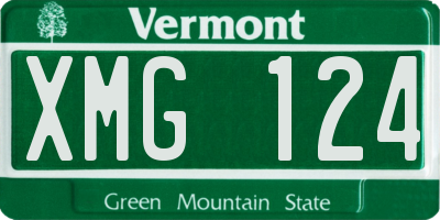 VT license plate XMG124