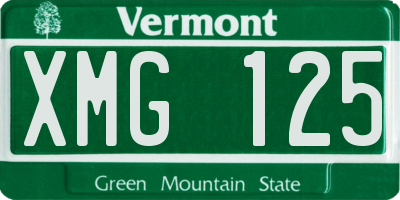 VT license plate XMG125