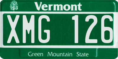 VT license plate XMG126