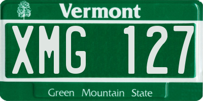 VT license plate XMG127