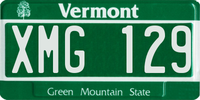 VT license plate XMG129