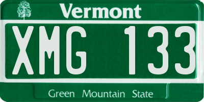 VT license plate XMG133