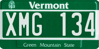 VT license plate XMG134