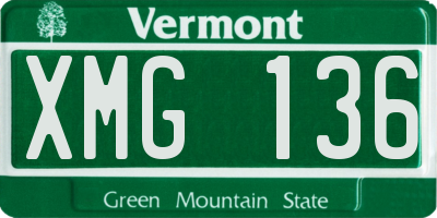 VT license plate XMG136