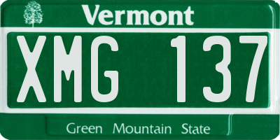 VT license plate XMG137