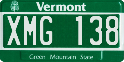VT license plate XMG138