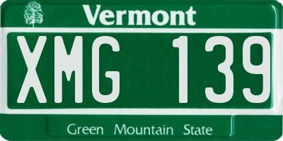 VT license plate XMG139