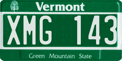 VT license plate XMG143