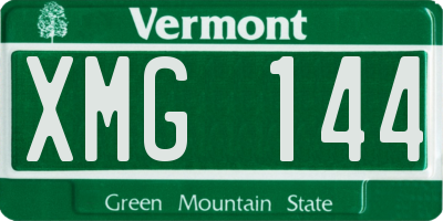 VT license plate XMG144