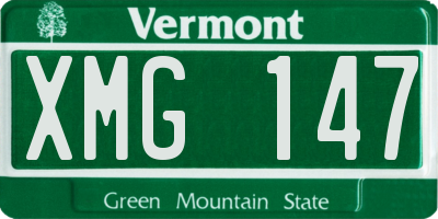 VT license plate XMG147