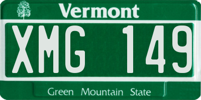 VT license plate XMG149