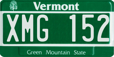 VT license plate XMG152