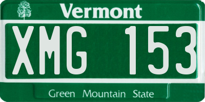 VT license plate XMG153
